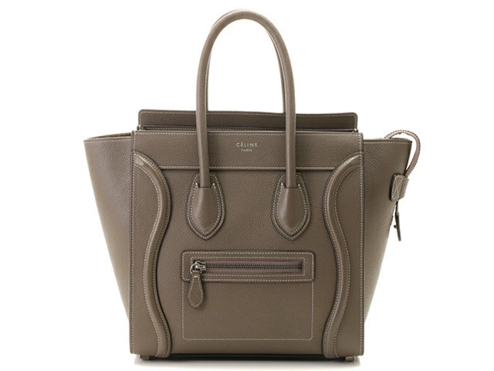 Celine Luggage Tote Handbag Drummed Calfskin Suri Gray